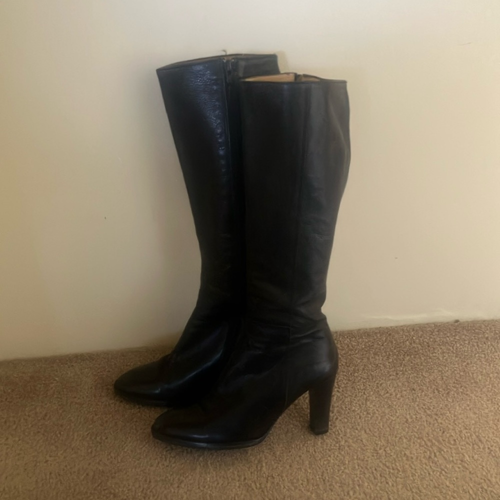 JCrew Tall black leather boots size 6 Narrow calf - Picture 2 of 14